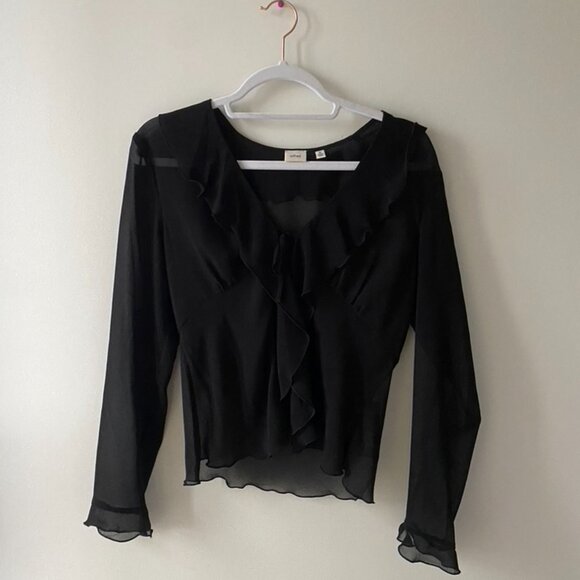 Aritzia Wilfred Frenchy Black Sheer Blouse - Picture 2 of 6